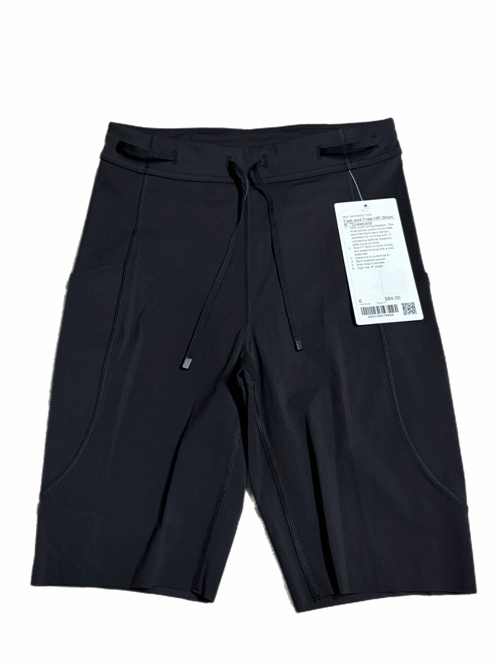 NWT Lululemon Fast and Free High-Rise Short 8” *Drawcord (Black/True Ivory) 6